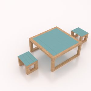 STOLIK DREWNIANY Z KRZESEŁKAMI "PAKA PRZEDSZKOLAKA"