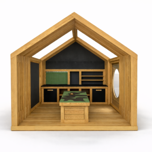 Domek XXL „Warsztat Samochodowy” – Drewniany Garaż Modułowy dla Dzieci